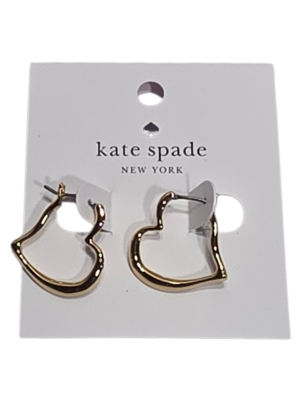Kate Spade New York Amour Gold Tone Open Heart Huggie - Petite Heart Hoop. - Picture 5 of 6